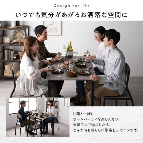 RASIK Dining Table Set for 4, 5-Piece Set, 1 Table and 4 Chairs, Stone and Black, Simple Design, Wooden and Steel, Seats 4