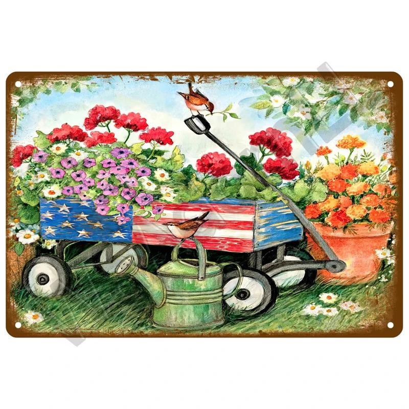 Vintage Metal Tin Sign  Retro Cafe  Garden Wall Art Home Decor Plaque for Room Farmhouse Painting Gift Perfect for Wall Mural  D