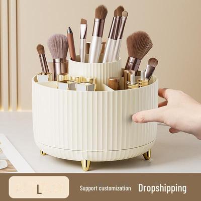 Large Capacity Desktop Rotating Cosmetics Storage Box with Various Compartments for Makeup Essentials