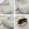 Beaded Pleated Tote Bag Korean Style Large Capacity Plaid Handbag Solid Color Dumplings Bag Bubble Cloud Bag Office Worker