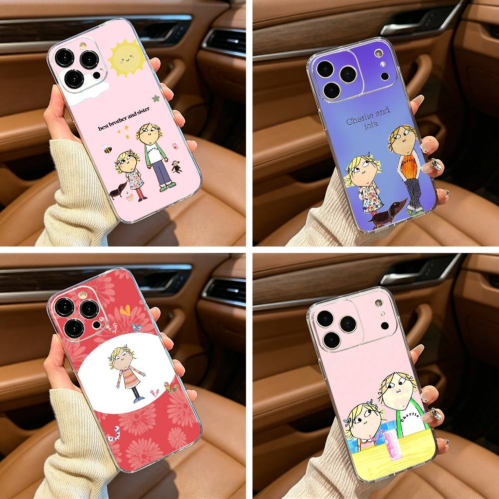 Animation Charlie and Lola Phone Case For iPhone17,16,15,14,13,12,11 ,Pro Max,16/15/14 Plus Transparent Cover