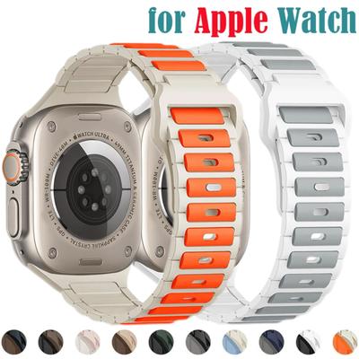 Banda desportiva magnética para Apple Watch Ultra 2 44mm 40mm 49mm 45mm 41mm 38mm pulseira de silicone para iWatch Series10 9 8 7 6 5 4 3 se 42mm 46mm Banda