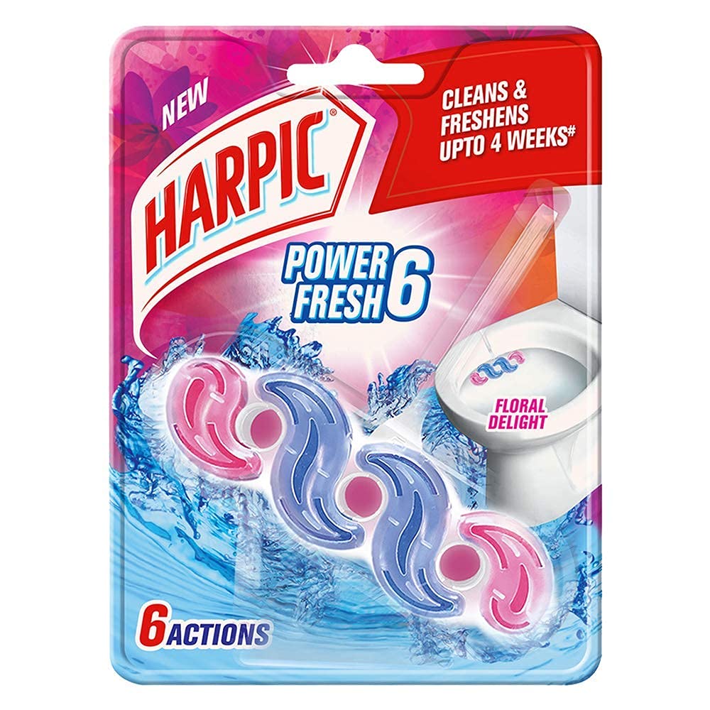 

Harpic 35 г - Floral Delight, Power Fresh 6 Toilet Cleaner Rim Block | Блоки очищувачів зливу туалету