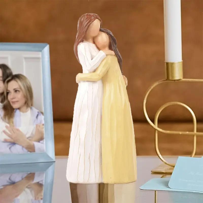 Hot-selling mother son daughter character statue warm family home decoration mother's day women's day gift