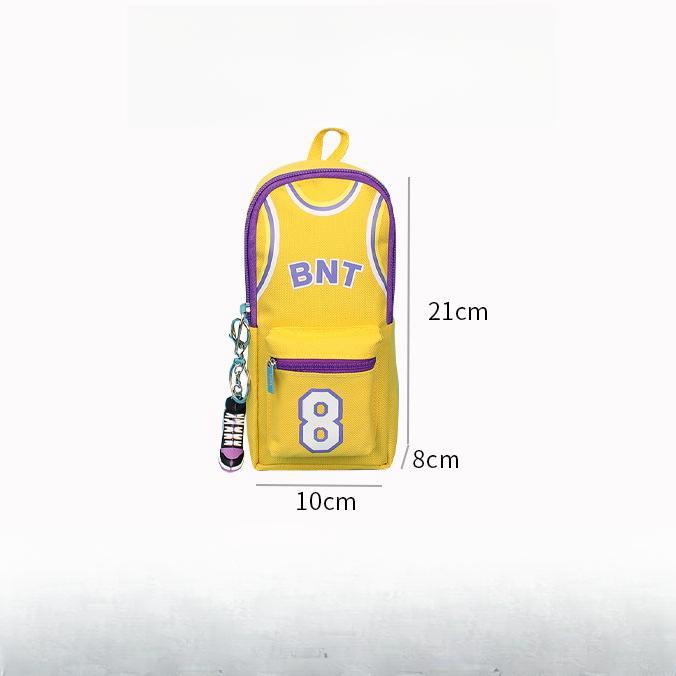 Primary and Secondary School Students' Storage of Ball Star Backpacks, Pencil Bags, Boys' Large Capacity Canvas Double Layer Basketball Stationery Bag