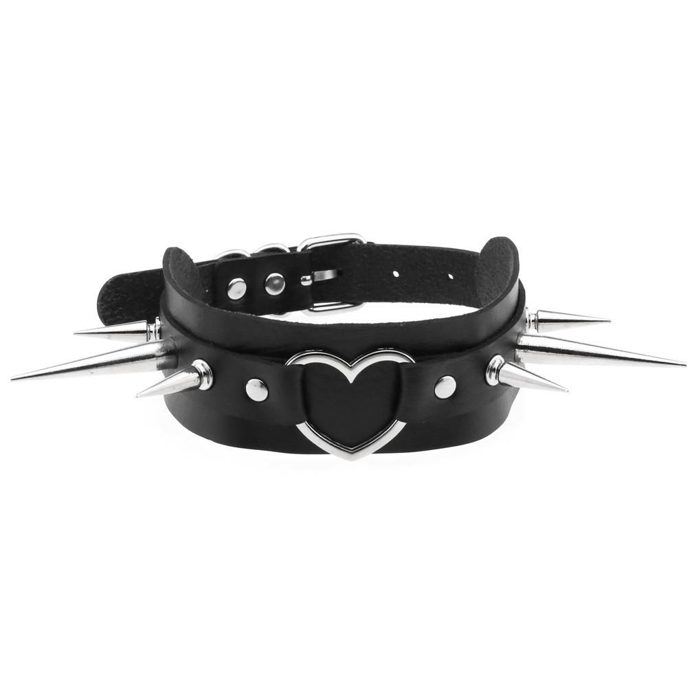 Hip Hop Gothic Halsband Nieten Choker Herz Kunstleder Damen Punk -  Einheitsgre