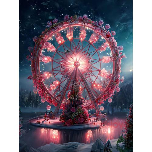 Fantasy Flower Diamantový obraz Růže Ruské kolo Diamantové vyšívání Plný vrták Čtverec kamínků Nástěnné umění Ruční práce S466