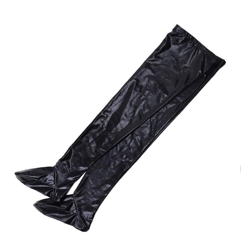 Faux Leather Gothic Women Oversize Stockings Non-Slip Hold Up Knee High Long Medias Pole Dance Ladies Black Pvc Latex Stockings