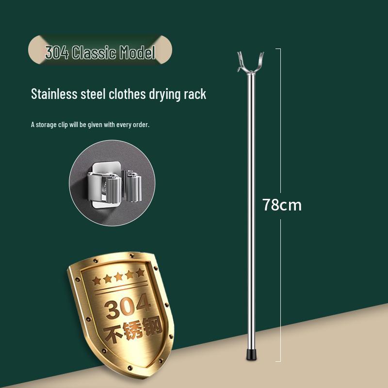 Extra Thick 304 Stainless Steel Retractable Clothes Drying Rod and Hanger for Household Use