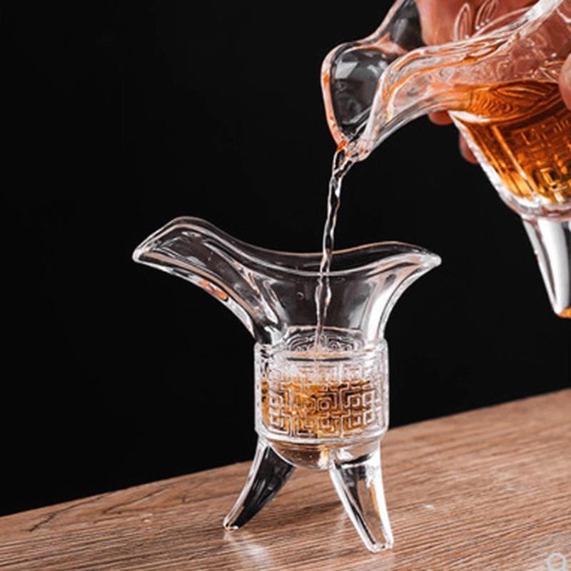 20ml Vodka Tequila Brandy Spirits Cups 4pcs Set Chinese Style Vintage Wine Glass Transparent Liquor Goblet Household Baijiu Cup