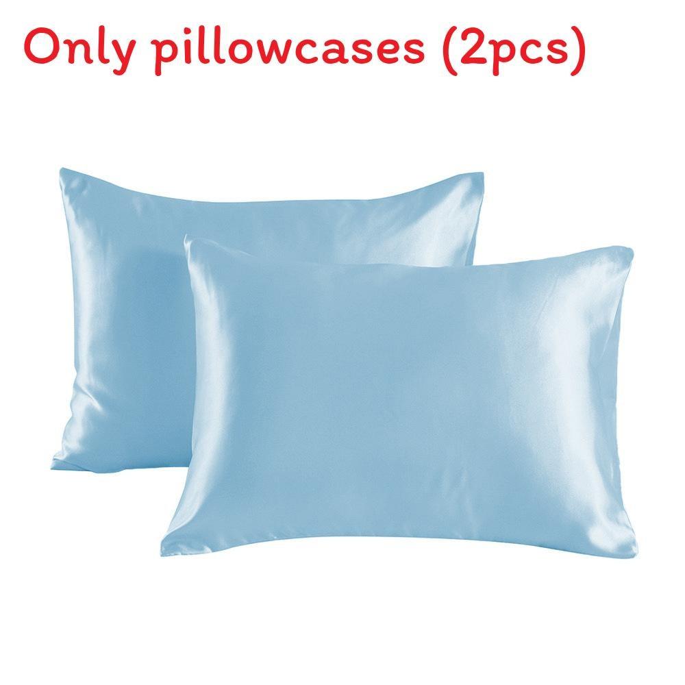 2pcs Soft Smooth Solid Color Double Sided Design Pillowcase With Hidden Zipper