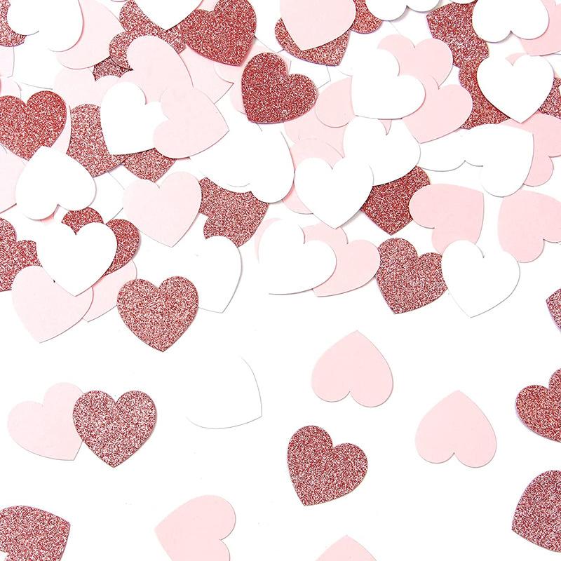 100pcs/bag Glitter Rose Gold Pink White Love Heart Confetti Birthday Party Table Decoration Engagement Wedding Party Supply