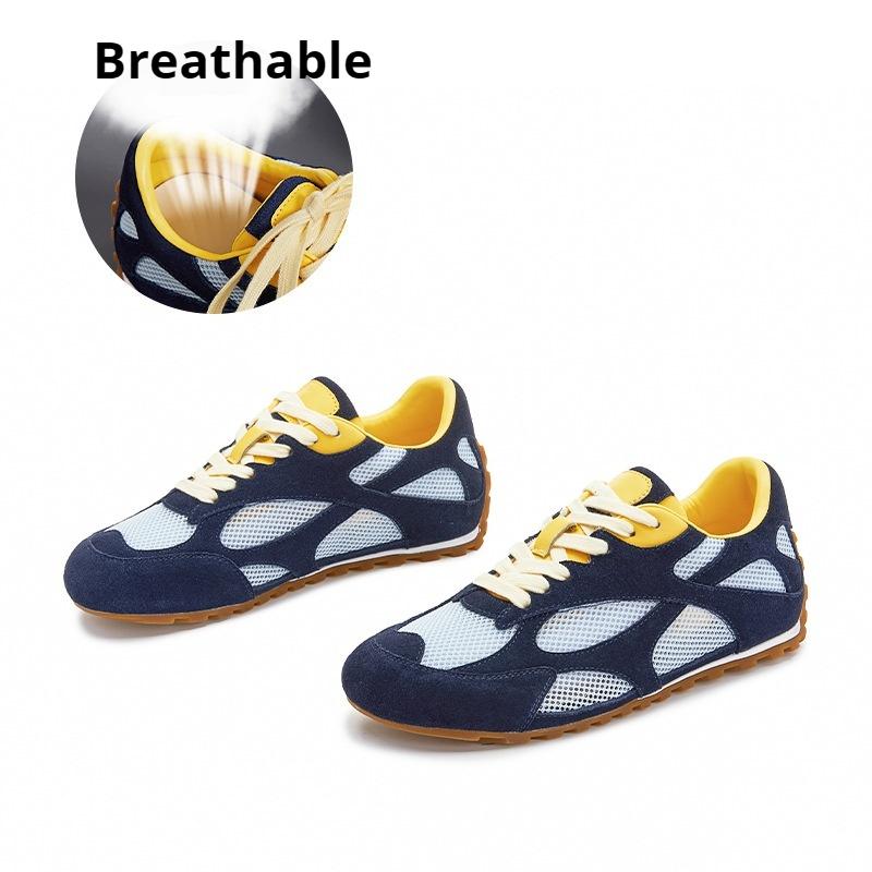 

Туфли Dexun из натуральной кожи Сетчатые дышащие женские туфли Спортивные туфли Forrest Gump Универсальные повседневные туфли 35 синий