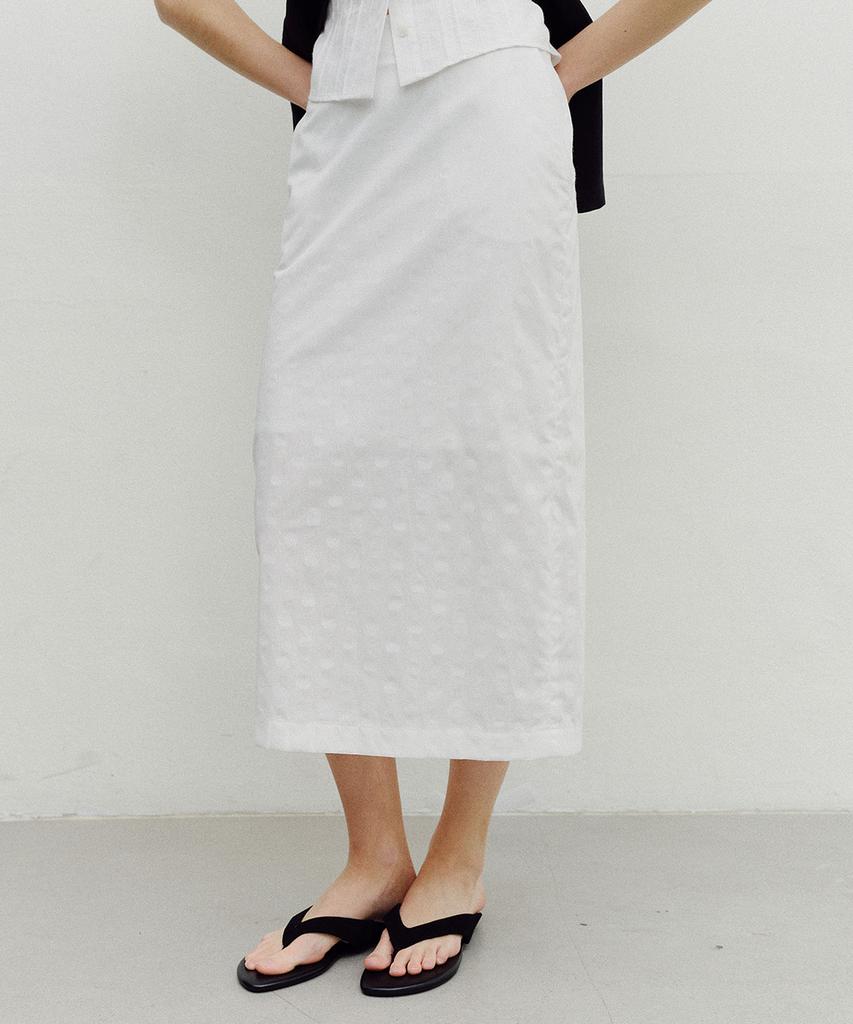 Enor Striped Dot Long Skirt - White