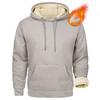 Autumn Winter Plain Color Fleece Lined Thickened Warm Casual Mens Hooded Sweatshirt Streetwear Pullover