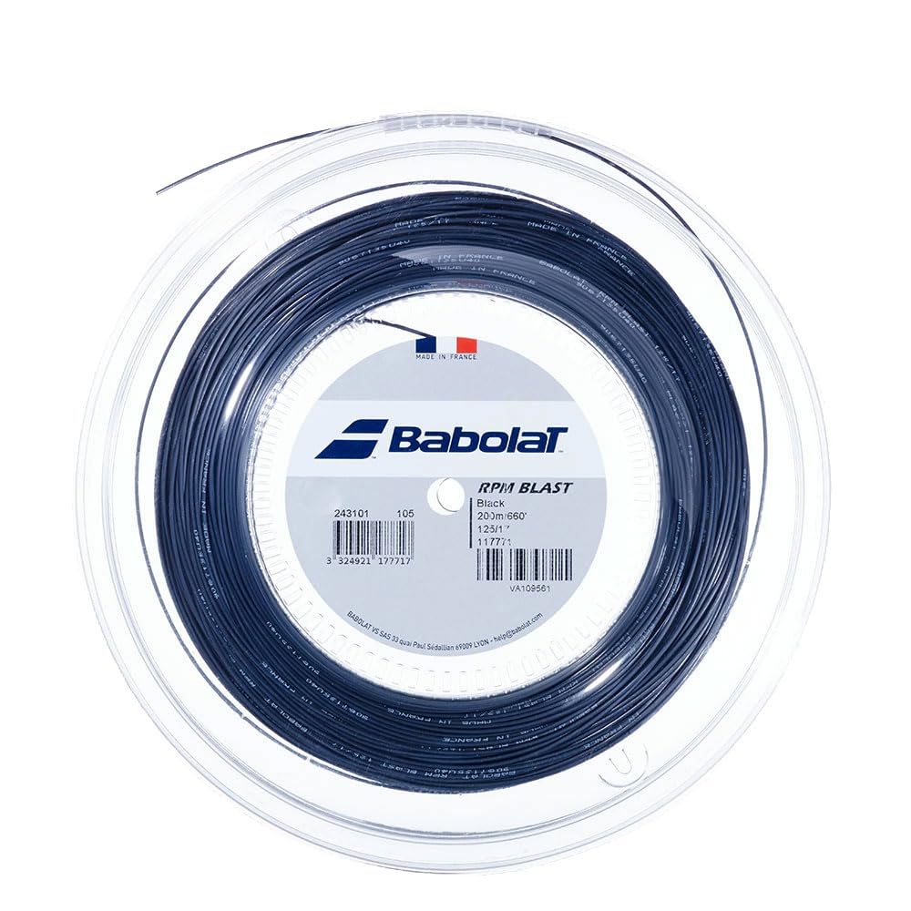 Babolat RPM Blast 125 Tennis String 1.25mm 200m Reel Black Polyester Monofilament Made in France Unisex Adult чёрный