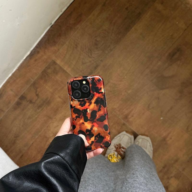 

Чехол для iPhone 17 Pro Max с ретро леопардовым принтом Осень/Зима, Черный/Коричневый/Янтарный,, Двухслойный дизайн 16 Pro