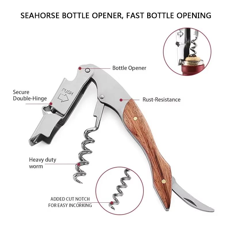 Waiter's Corkscrew with Red Pear Wood Multifunction Wine Corkscrew Professional Bottle Opener Easy To Carry Kitchen Accessories