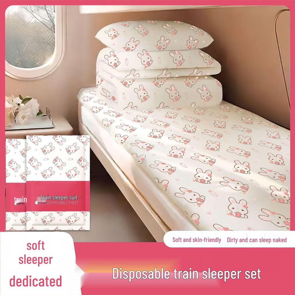 Portable Four-Piece Travel Set: Disposable Duvet Cover, Bed Sheet, Pillowcase, Bath Towel - Thickened and Enlarged for Hotels.