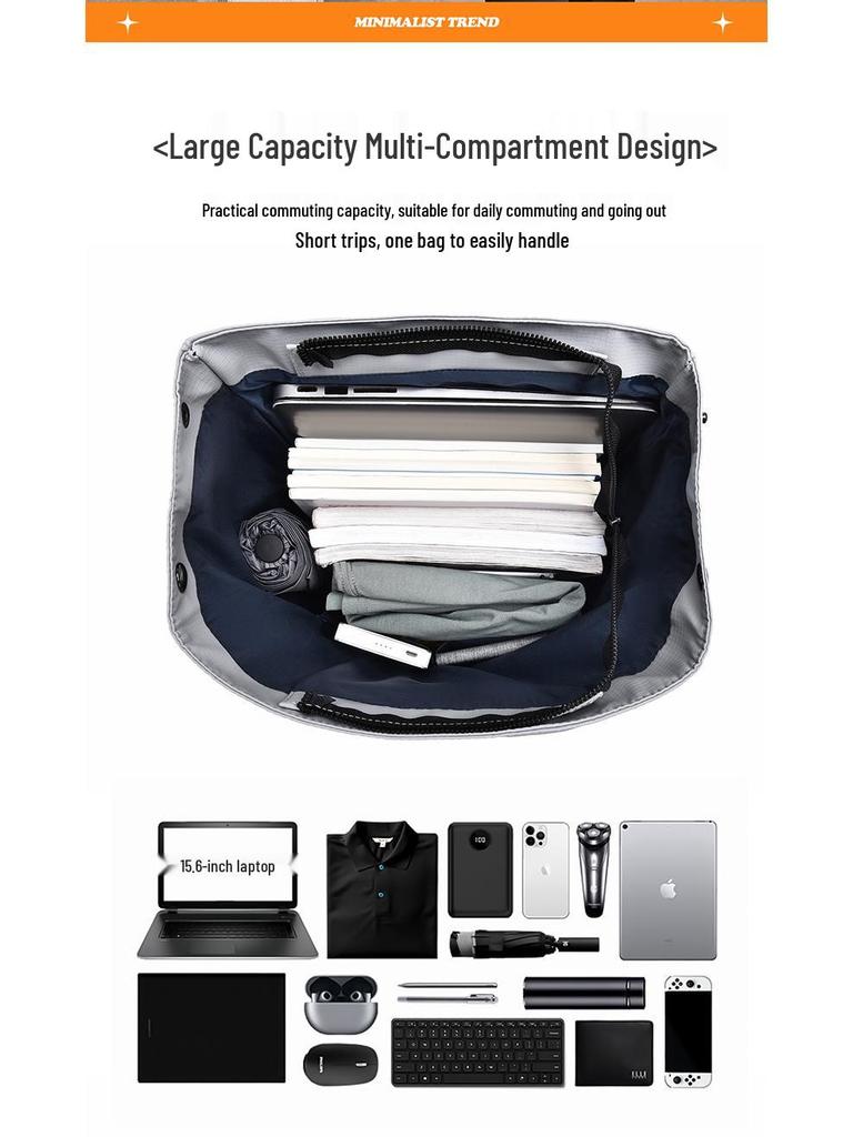 Unisex Minimalist Commuting Backpack with Custom Logo, High School Ready