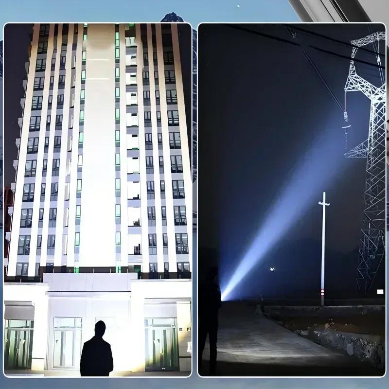 LED Super Bright Flashlight USB Rechargeable Portable Ultra Power Torch Lamp Retractable Digital Zoom Powerful Light for Camping