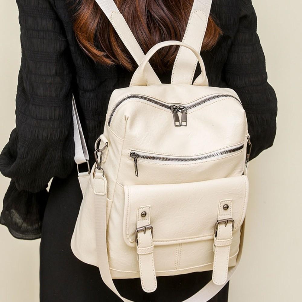 Multifunctional Student School Bag PU Peather Mommy Shoulder Bag Vintage Student Backpack  Women