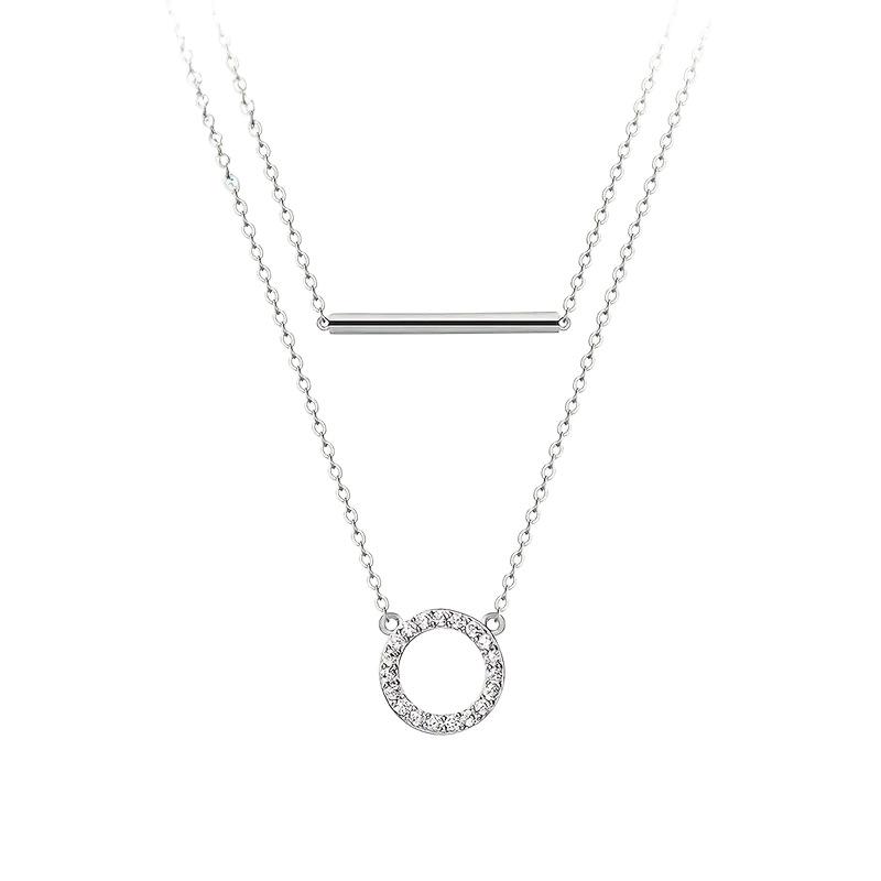 Copper Geometric Double Layered Bracelet Necklace Women's Fashion High-End Design Sense Jewelry