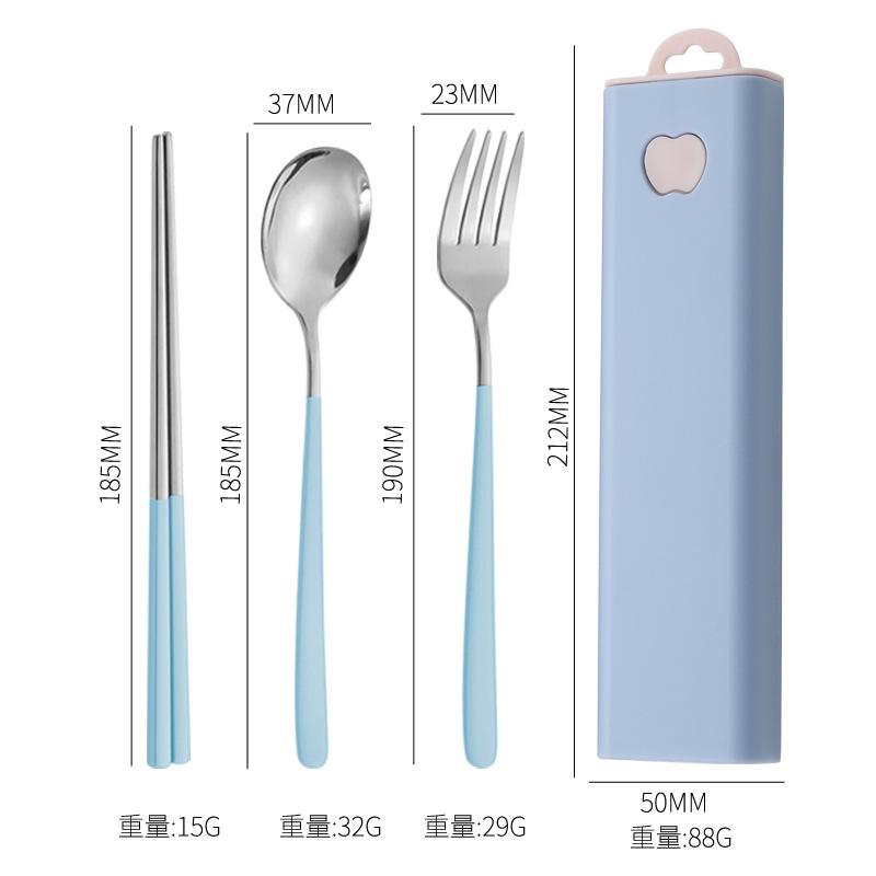 Korean 304 Stainless Steel Portable Tableware Three-piece Set Tableware Fork Spoon Chopstick Set