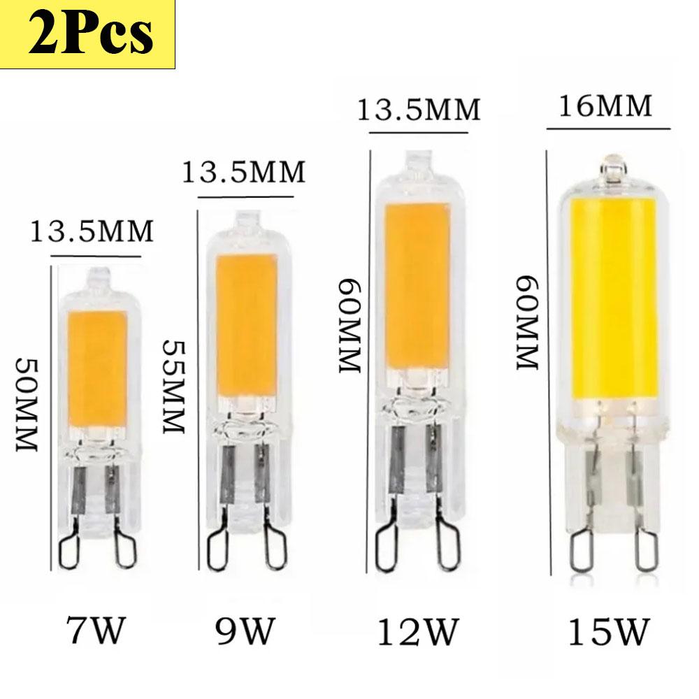 

2 шт. G9 Сверхяркая светодиодная лампа 7 Вт 9 Вт 12 Вт 15 Вт AC 220 В/110 В стеклянная лампа постоянной мощности свет светодиодное освещение COB лампы оптом 220V 7W белый