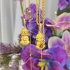 Antik Frostad Tigeröga Baby Buddha Halsband Flätat Lotus Liten Guld Buddha Hänge Halsband