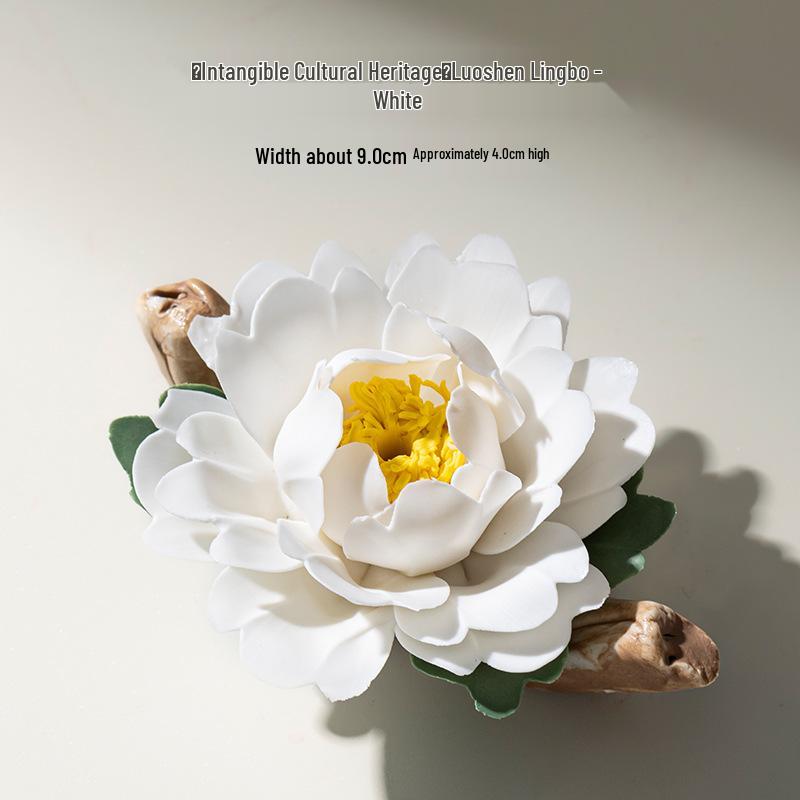 Xichun Handmade Ceramic Kneaded Flower Incense Holder - Chinese Cultural Ornament and Diffuser for Desktop Decor.