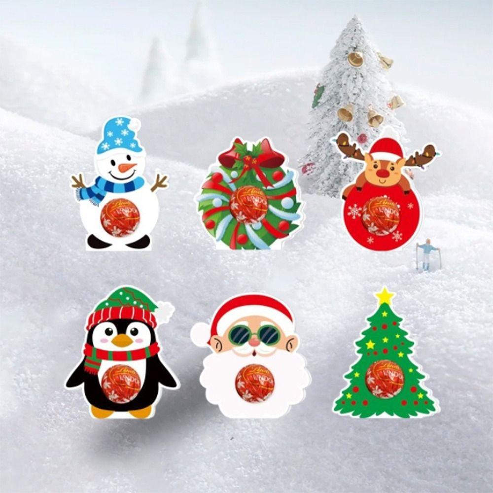 12pcs Santa Claus Snowman Elk Christmas Candy Paper Card Merry Christmas Decorations  Party Favors