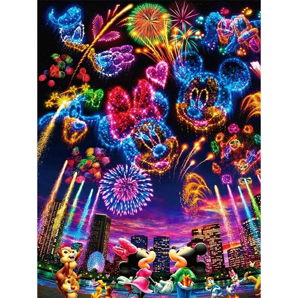 

Disney Cartoon Diamond Painting Disney Fireworks Show Dream Carnival Illustration 5D DIY Art Cross Stitch Kit Mosaic Embroidery Home Decor Gift Round 20x30cm