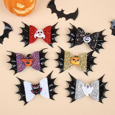 1 ks Třpytivé mašle do vlasů s klipy Dýně Ďábel Sponky do vlasů Dívky Halloweenská párty Sponky Sponky Děti Děti Vlasové doplňky