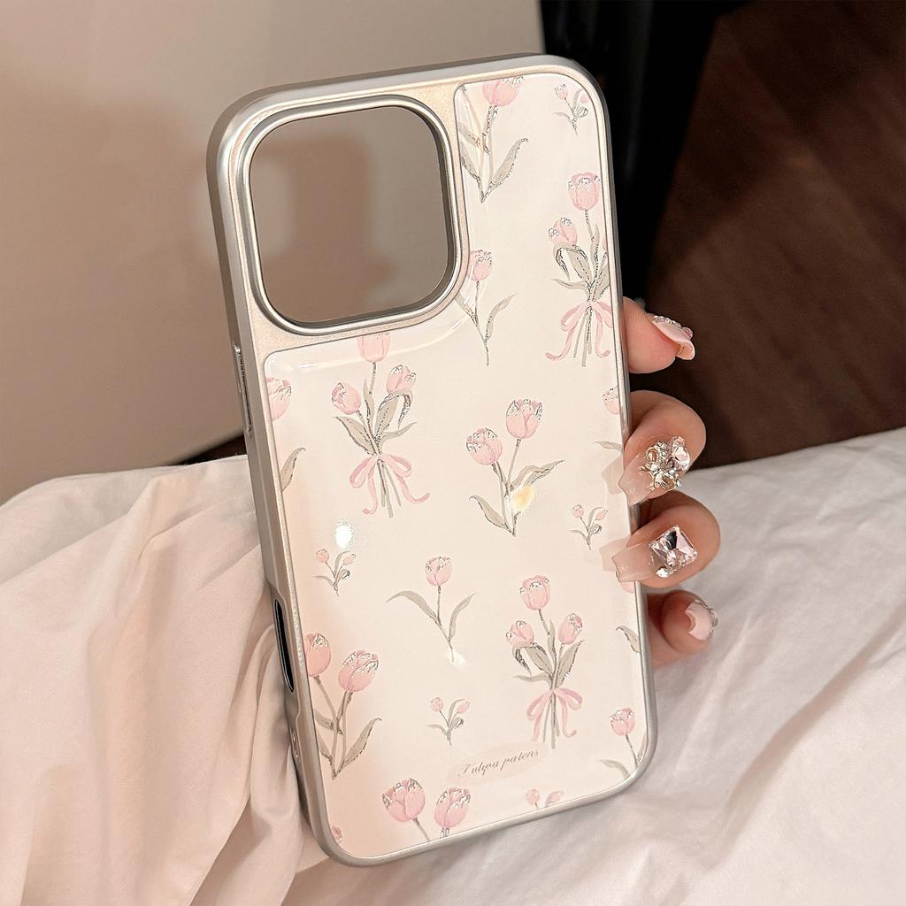 Zlatá epoxidová pre puzdro na telefón Apple 16 Promax pre iPhone 17 Ružový tulipán 15 Pokovovanie 14 pre Huawei P70