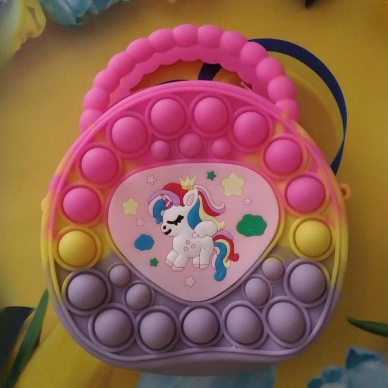 New Eliminate Rat Pioneer Bag Cartoon Unicorn Coin Purse Silicone Messenger Bag Children Fidget Toy Bubble Stress Relief Handbag