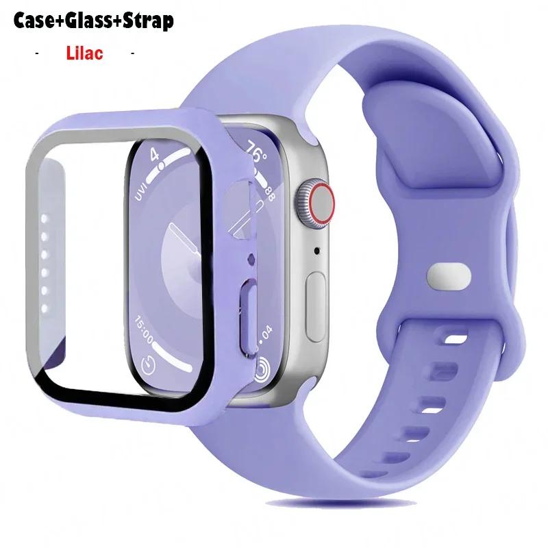 Glas+Gehäuse+Armband Für Uhrenarmband 44mm 41mm 45mm 40mm 38mm 42mm Silikonarmband iWatch Serie 9 8 3 4 5 6 SE 7 Armbänder