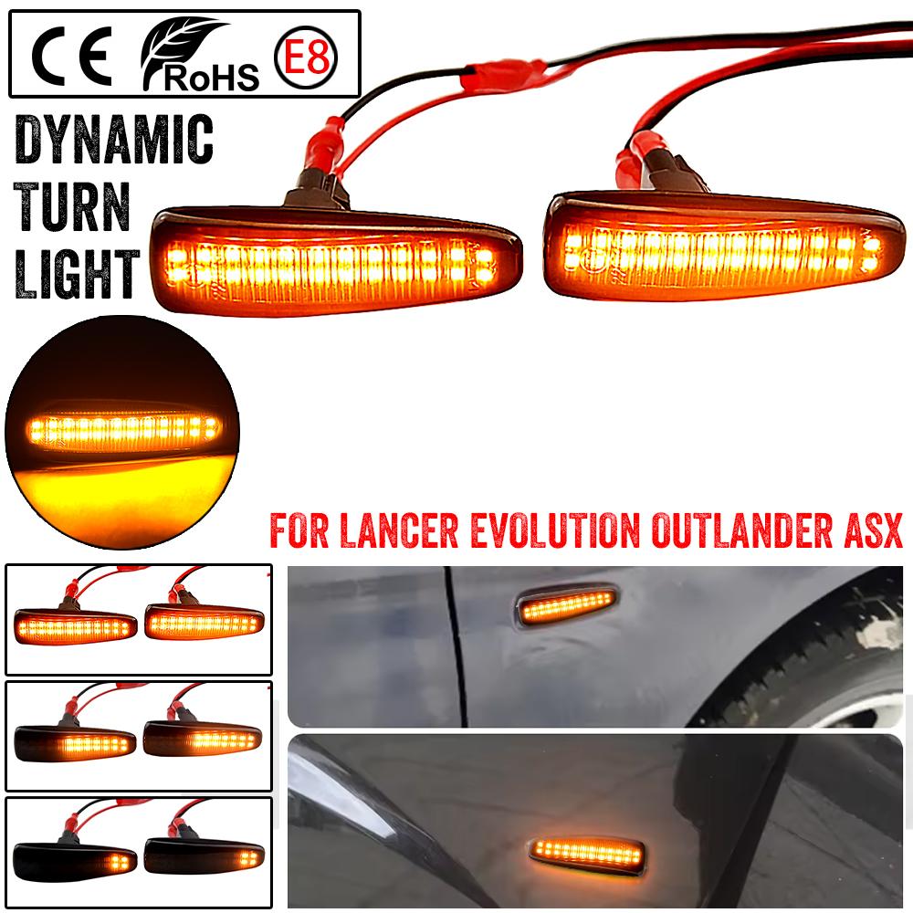 LED Side Fender Dynamic Turn Signal Light Marker Lamp For Mitsubishi Lancer Evolution Evo X Outlander Sport RVR ASX Mirage 2014+