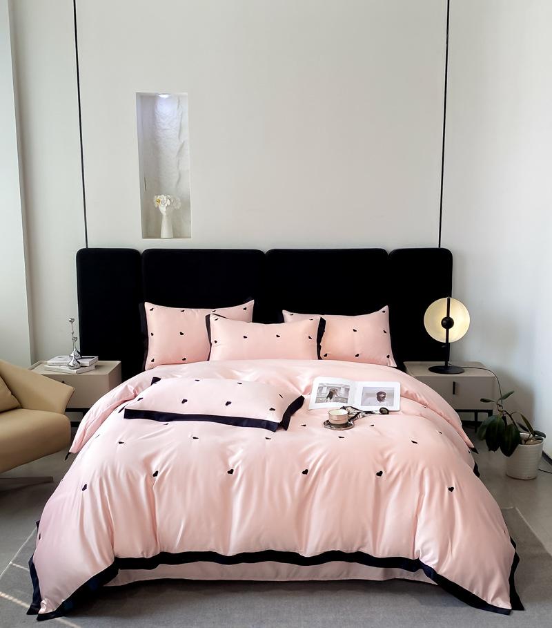 Simple light luxury Class A maternal and infant grade 4pcs set embroidered quilt cover bed sheet sleeping naked bedding 3pcs set