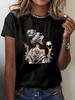Women's Tops Girls' Wine Glass Graphics Print Summer Short Sleeved T-Shirt Minimalist Solid Color Casual Tees Clothing Female