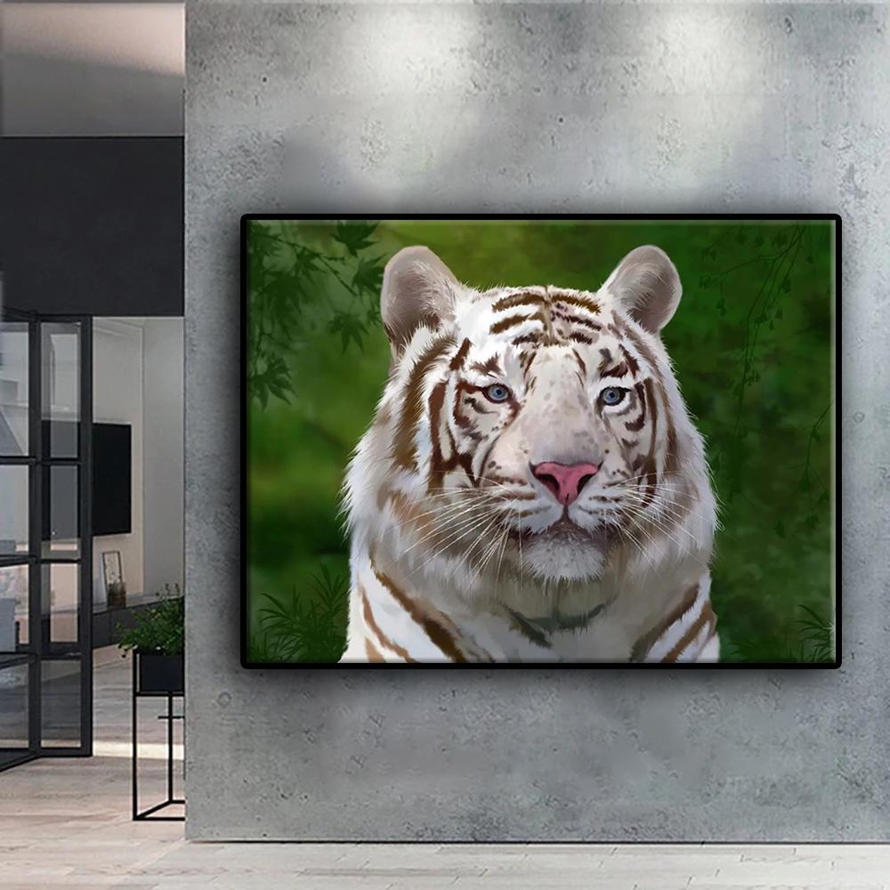 5D DIY Diamond Painting Animal White Tiger Cross Stitch Diamond Art Embroidery  Mosaic Home Deco