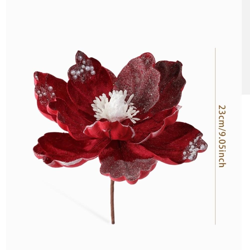 New 15CM Artificial Poinsettia Flower Sequins Glitter Christmas Glitter Flower Sparkling Simulation Flowers New Year Festival