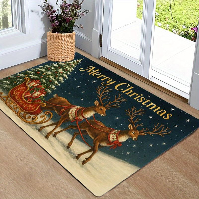 1Pcs Anti Fatigue Kitchen Rugs Christmas Snowy Trees Print Waterproof Non-Slip Thick Cushioned Kitchen Mat Heavy Duty Comfort Standing Mat for Kitchen