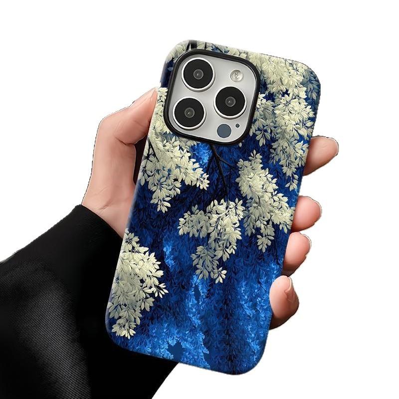 Blue Flowers for Apple 17promax Cartoon Cute for IPhone16pro Lens All-inclusive 15 New Style 14