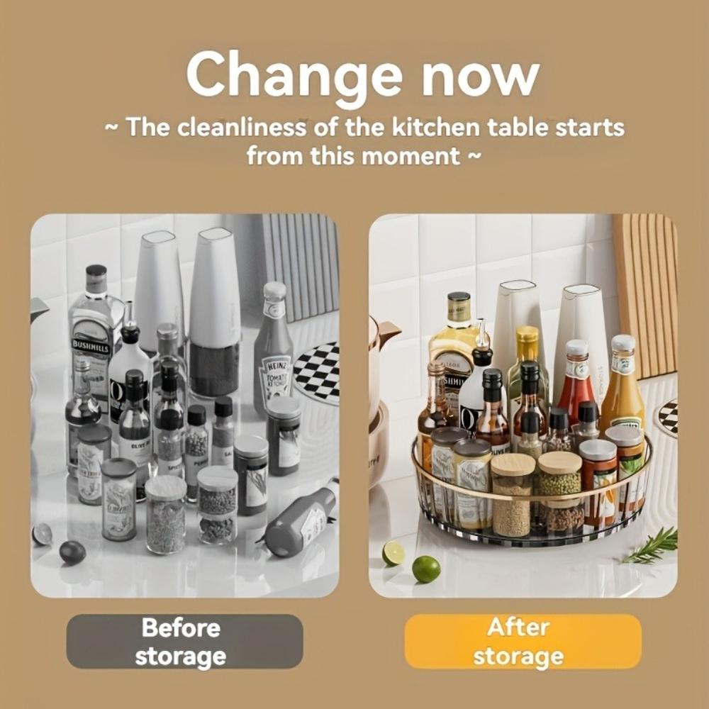 360 Degree Rotating Seasoning Rack, Kitchen Storage Rack, Seasoning Bottle Storage Tray, Rotating Storage Tray