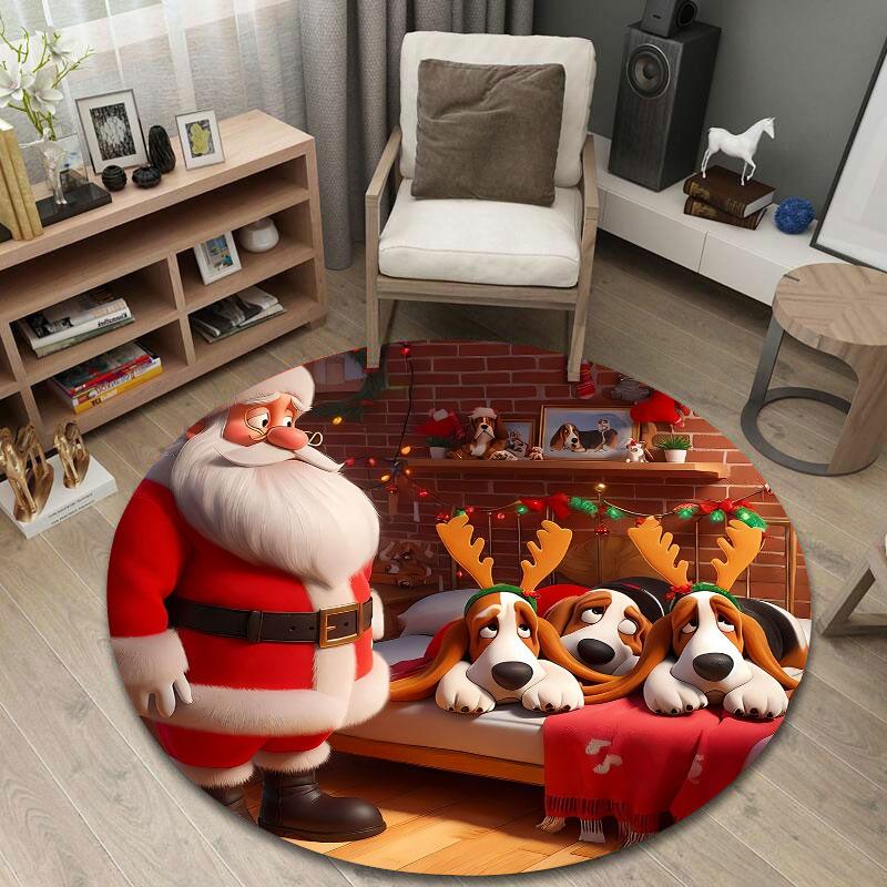 Whimsical Round Halloween Multicolor Carpet, Non-Slip Floor Mat for Kids Room