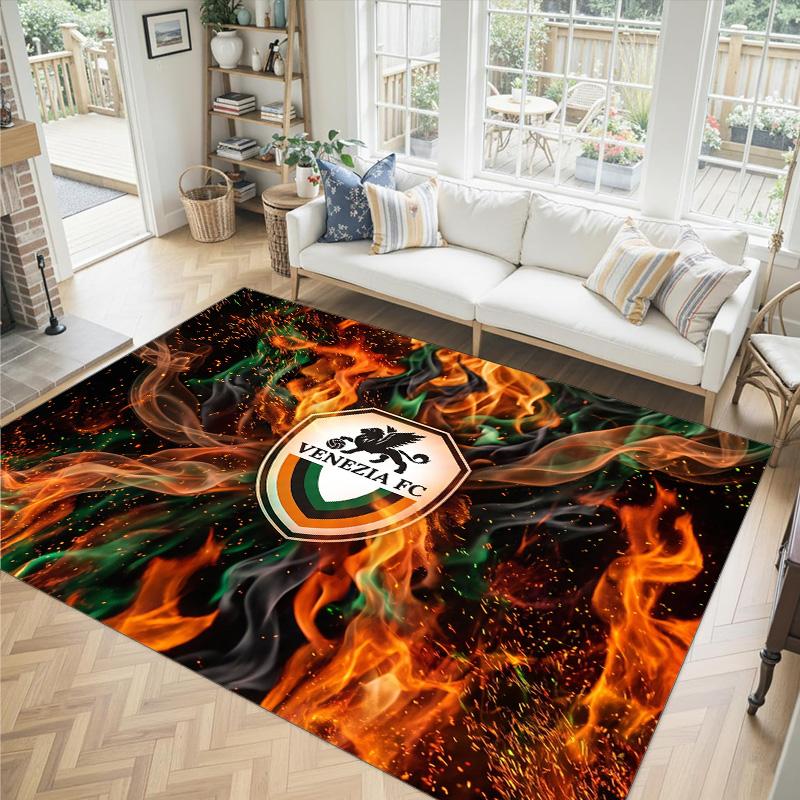 Venezia FC Football Design Crystal Velvet Carpet Cozy Non?Slip Printed Rug For Bedroom Living Room Entrance