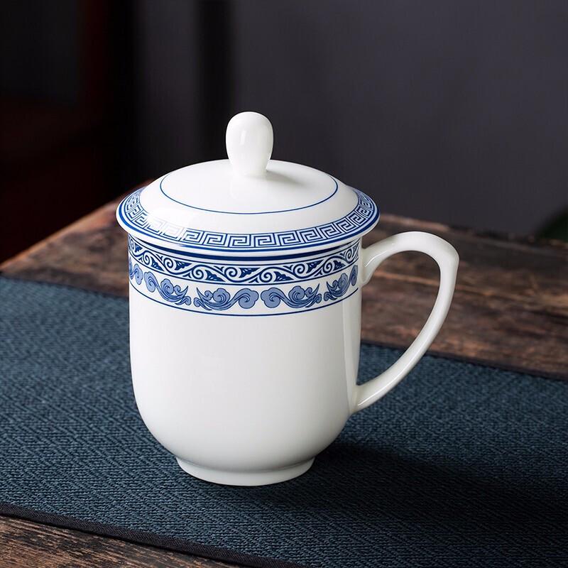 Taoxianghui Bone China Blue & White Teacup with Lid