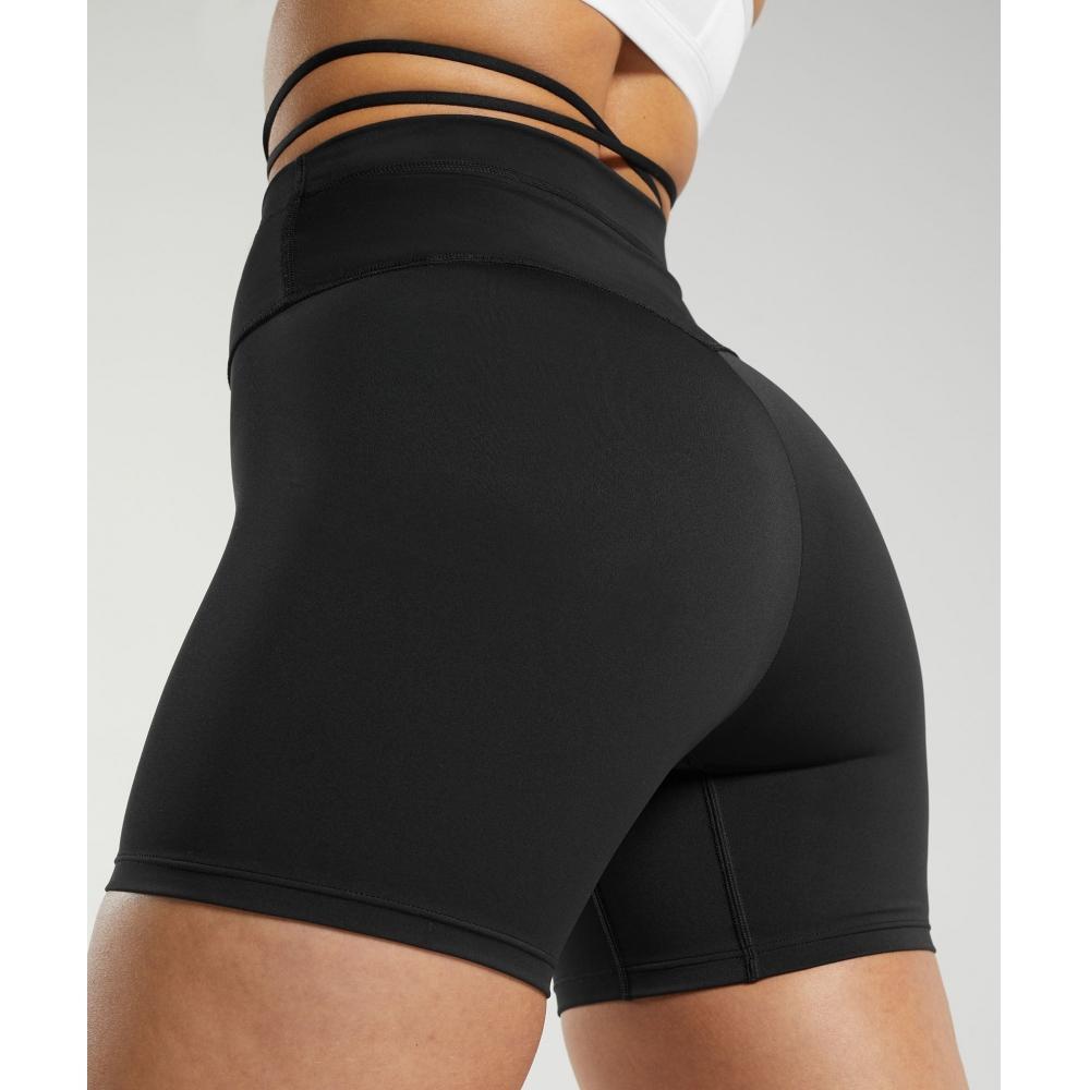 Gymshark Short taille haute avec lien à nouer en ruban noir B8a6l Bb2j