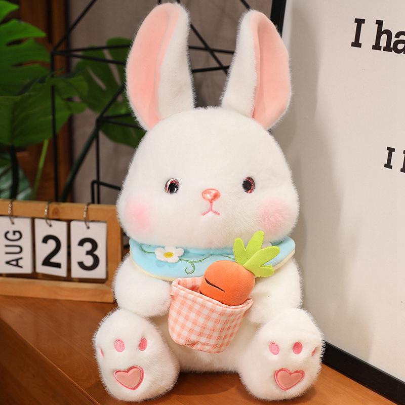 Kawaii Rabbit Plush Toy Stuffed Animal Bunny Rabbit Hold Carrot Soft Doll Pillow Kids Toys Birthday Christmas Gift for Girl
